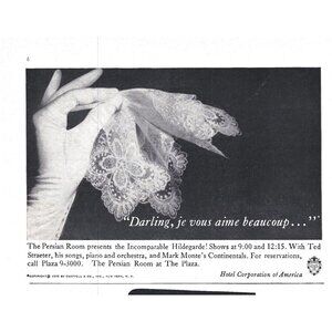 Persian room at the Plaza Ted Straeter Orchestra Advert 1950s Vintage Print Ad